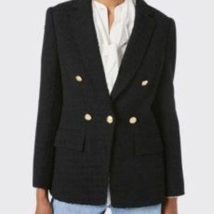 NWT FRAME 70's Raw Edge Black Blazer